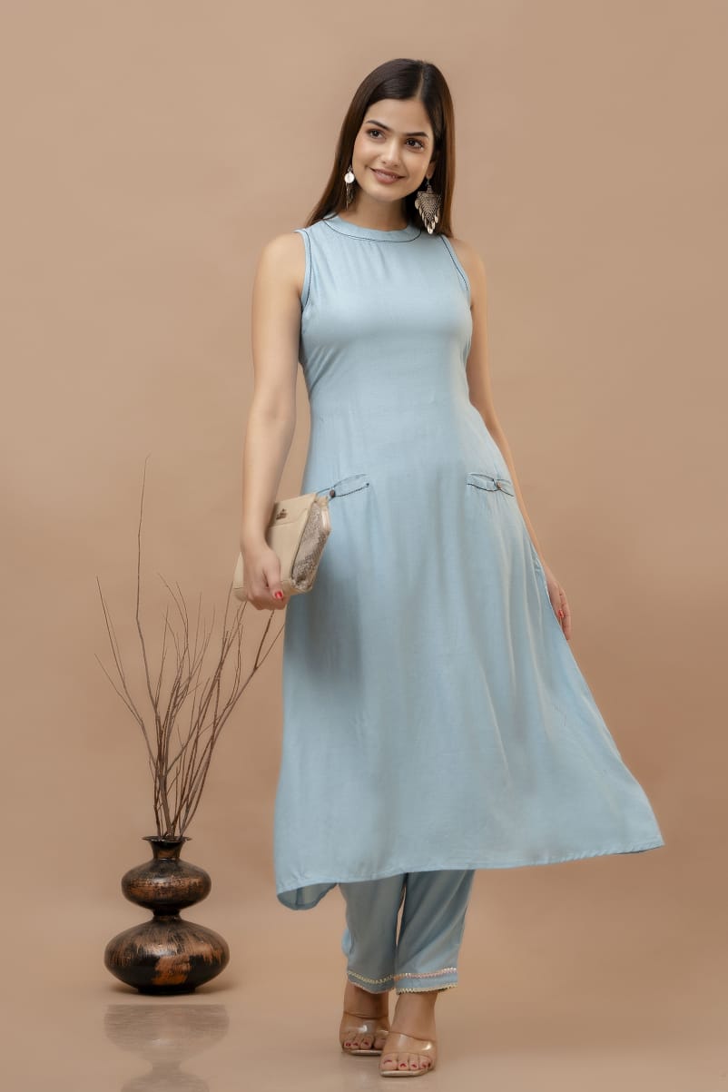 Cotton Dobby Kurti with Palazzo Set