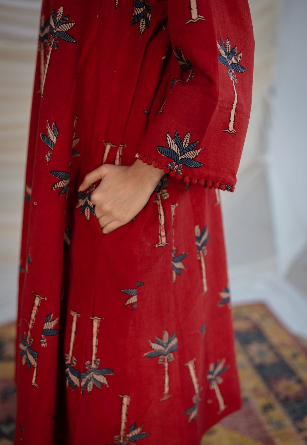 Cotton Kurti with Lace Accents (Pant Included)