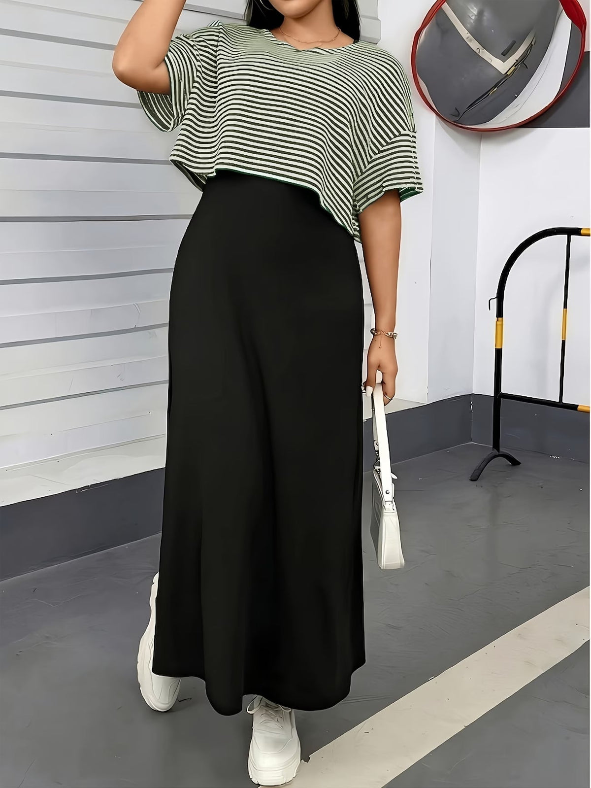 Chic Layered Stripe Dress Set
