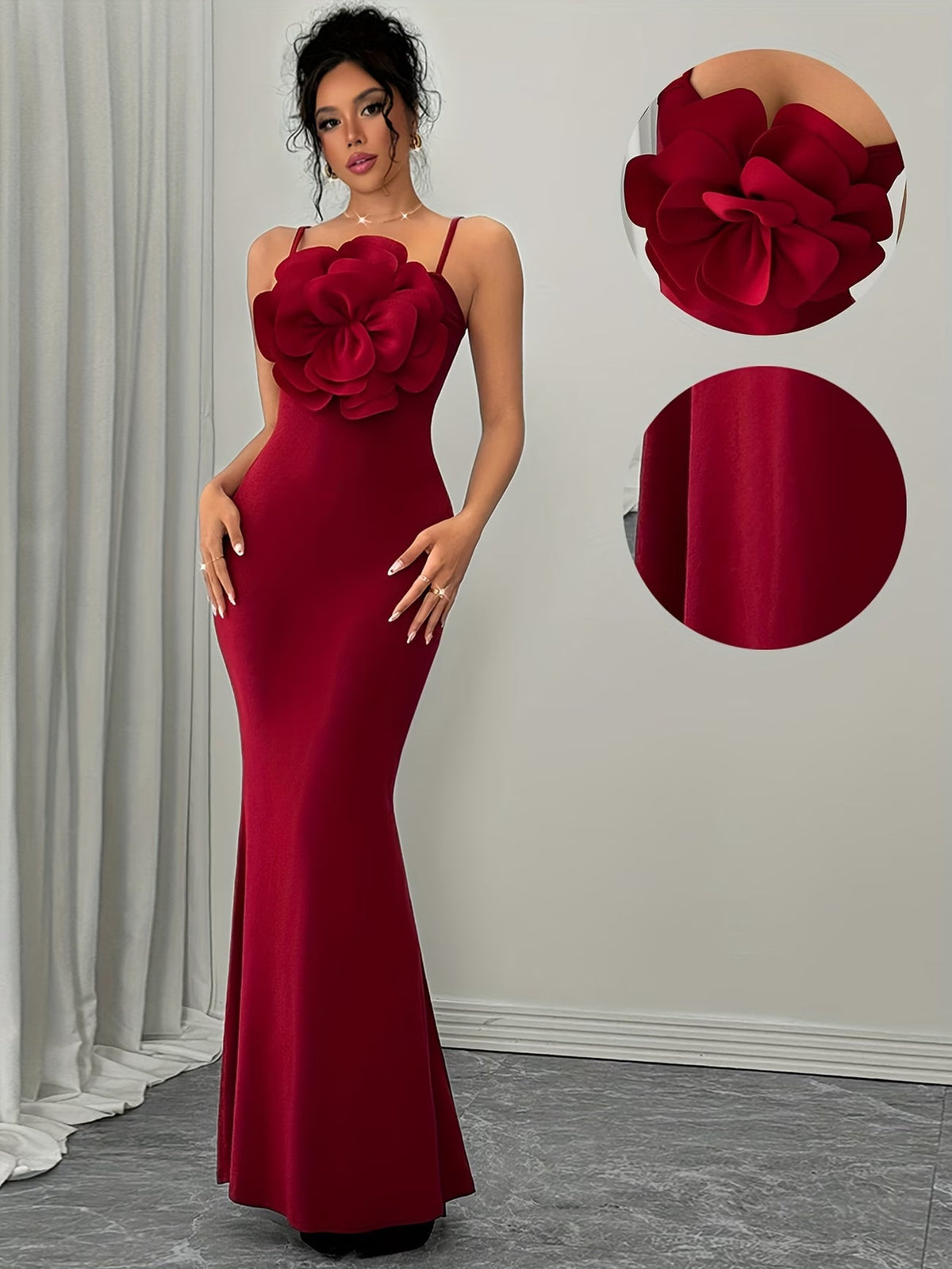 Women's Elegant 3D Floral Statement Maxi Dress