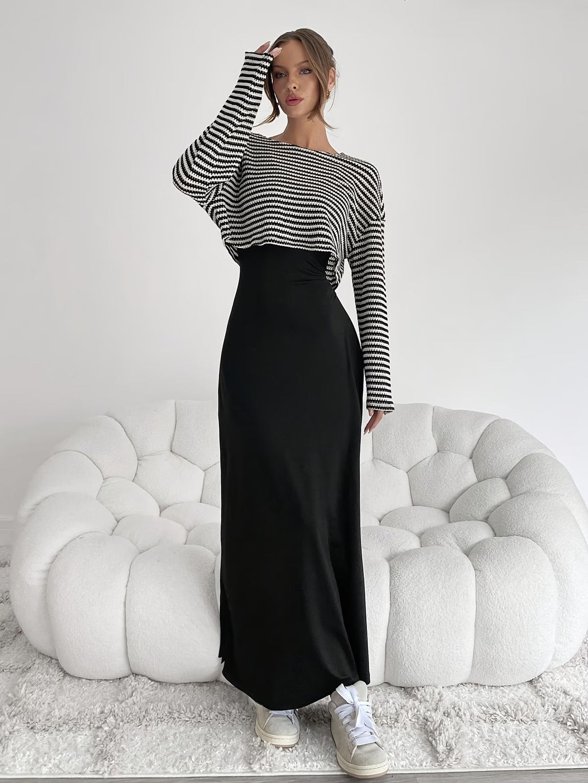 Chic Layered Stripe Dress Set