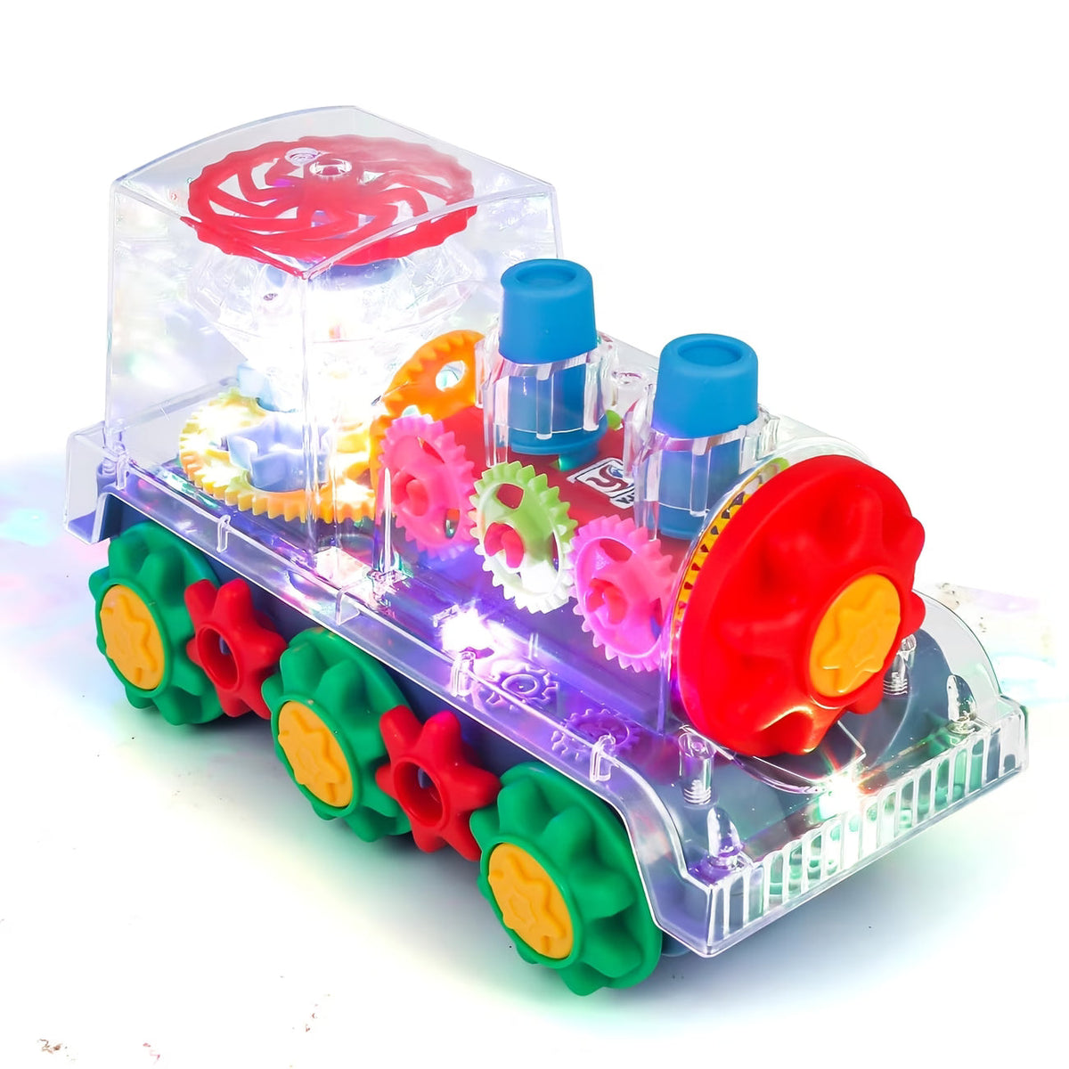 🚂 Electric Transparent Gear Train Toy with Lights & Music 4