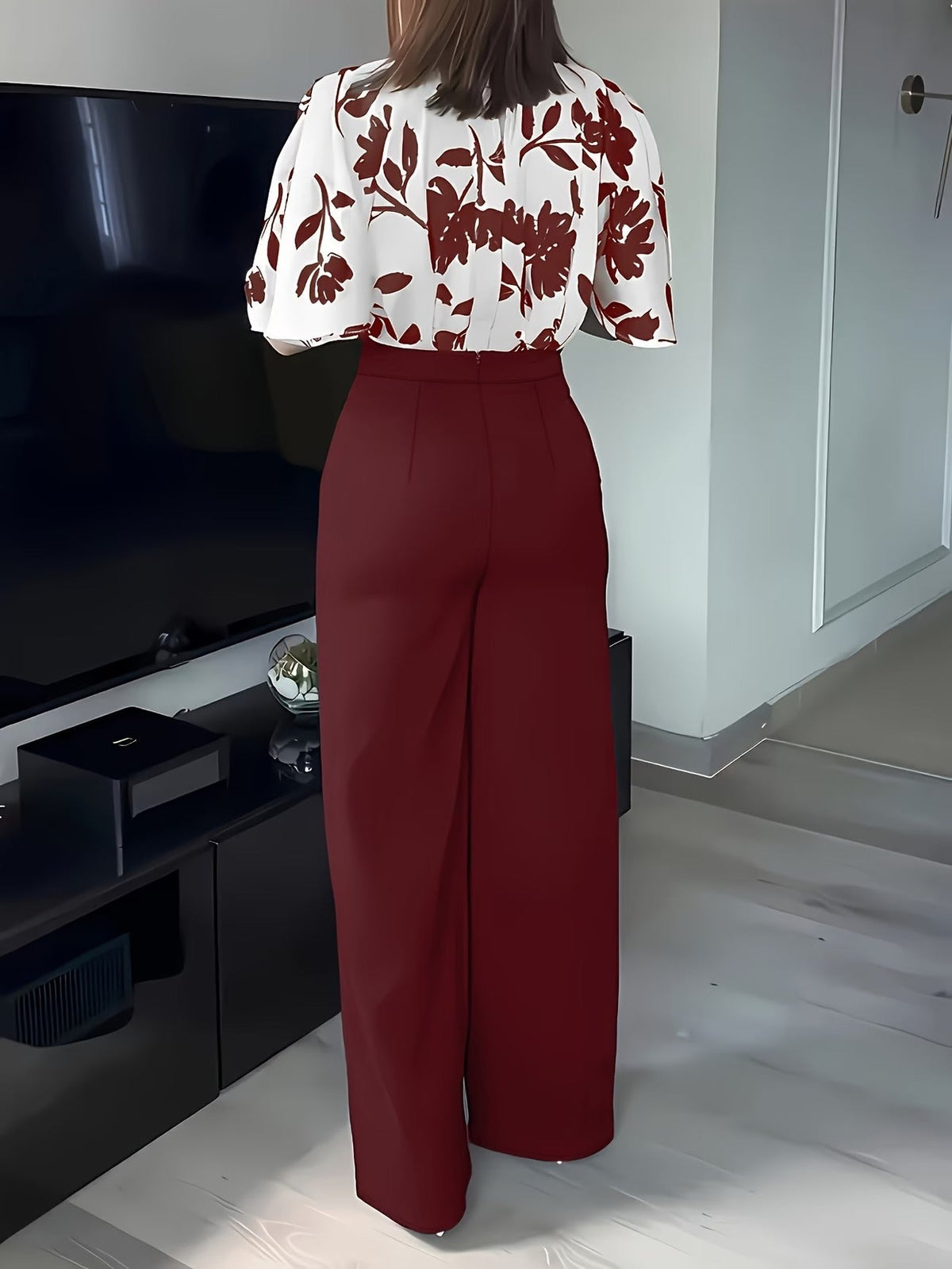 Women’s Printed Casual Shirt Two-Piece Commuter Set