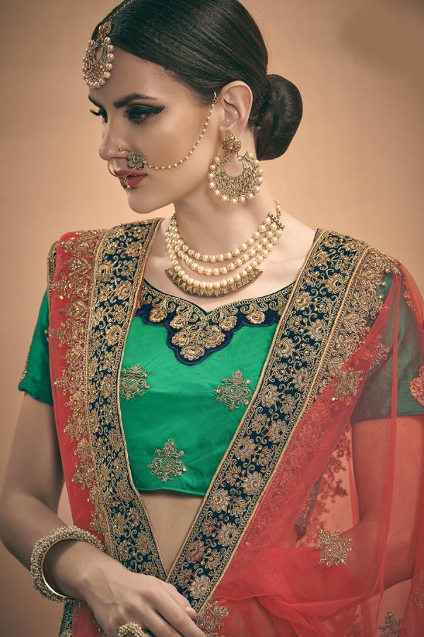 Gorgeous Green Colored Lehenga Choli With Dupatta For Party Wear