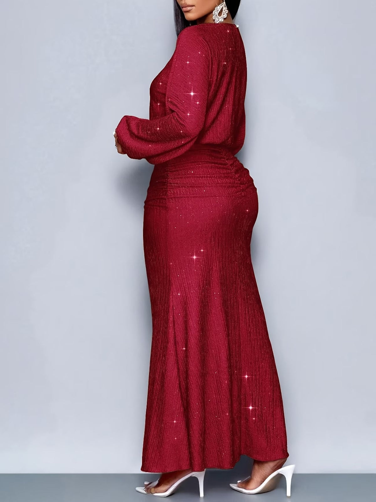 Women's Elegant Mermaid Hem Long Sleeve Bodycon Dress