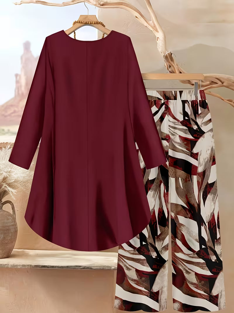 Women’s Color-Block Striped Top & Pants Set