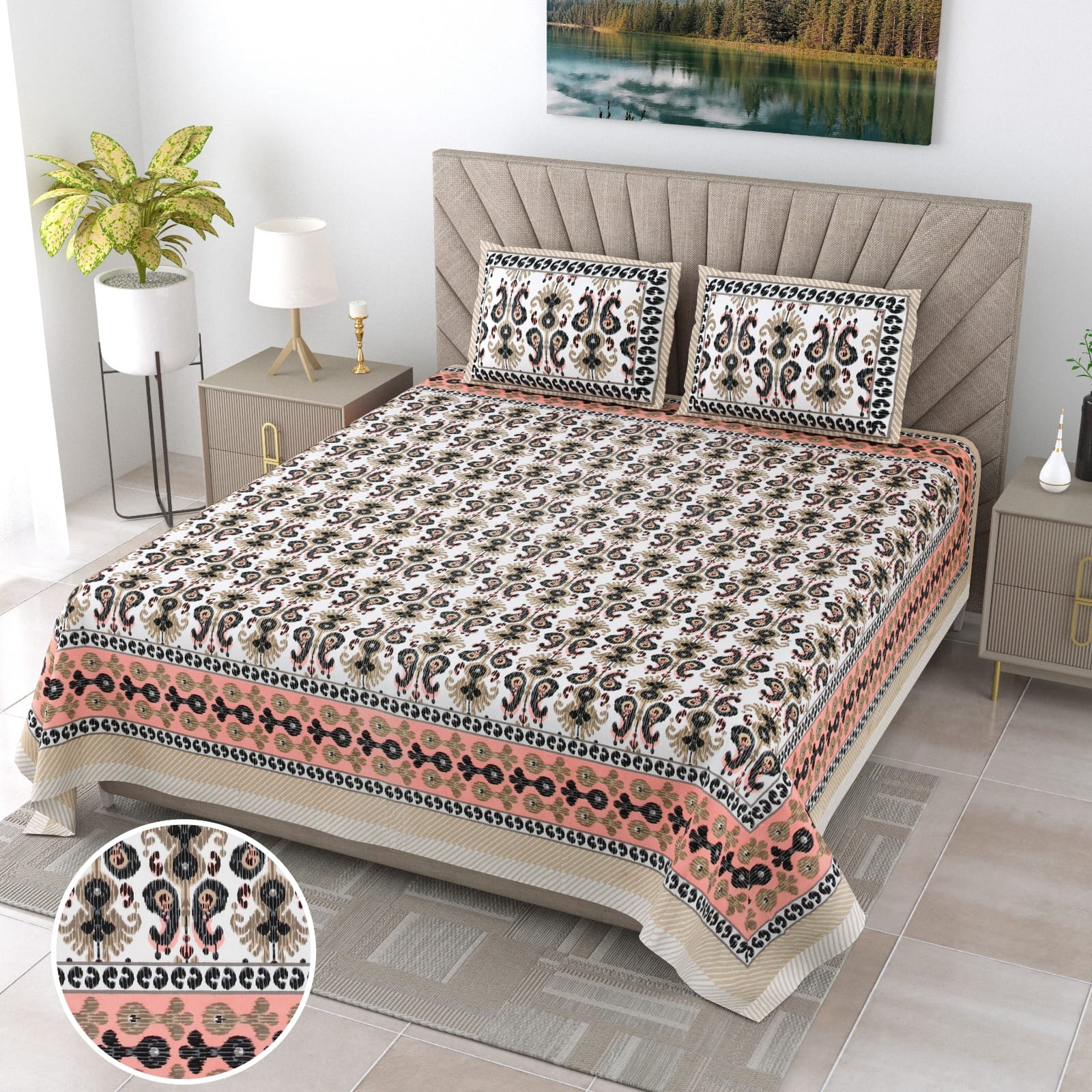 Super King Size Comfort - Jumbo Bed Sheet Set (10ft x 10ft) with Pillow Covers (Cotton)