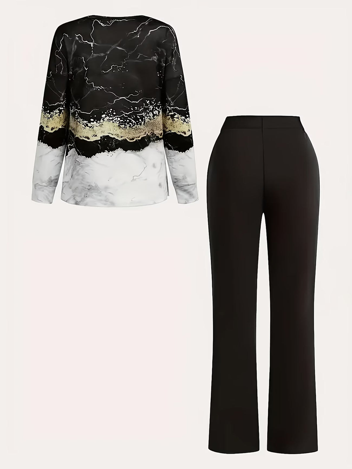 LuxePrint V-Neck Co-Ord Set