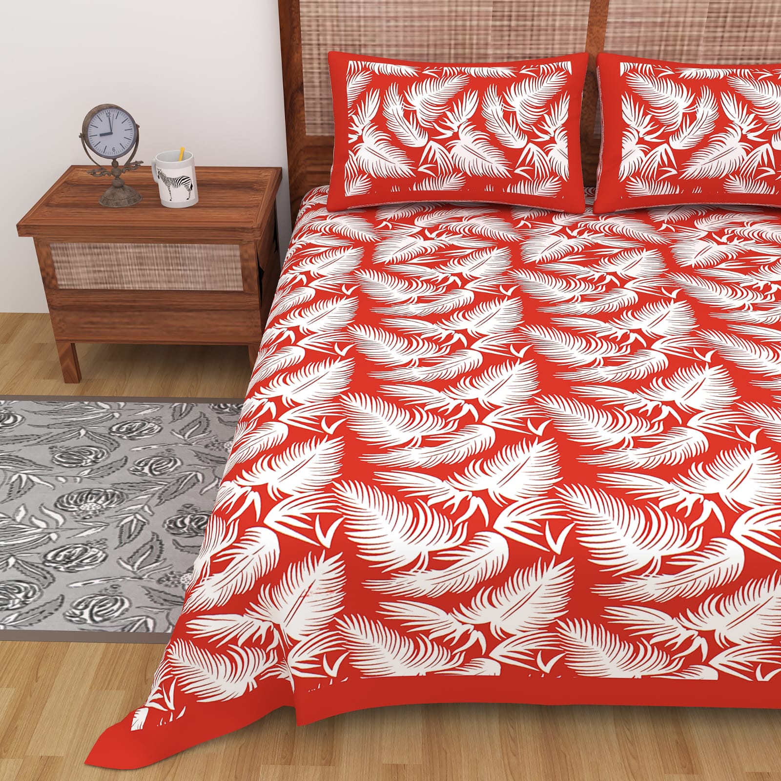 Jaipuri Double Bedsheet Set with Two Pillow Covers - 90x100 Size