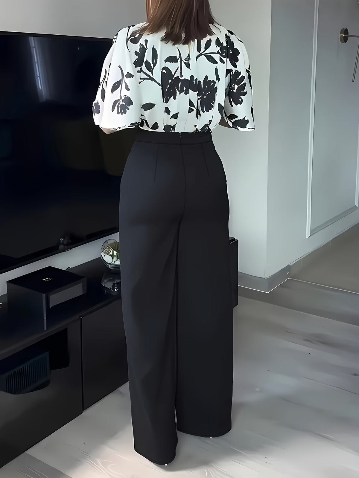 Women’s Printed Casual Shirt Two-Piece Commuter Set