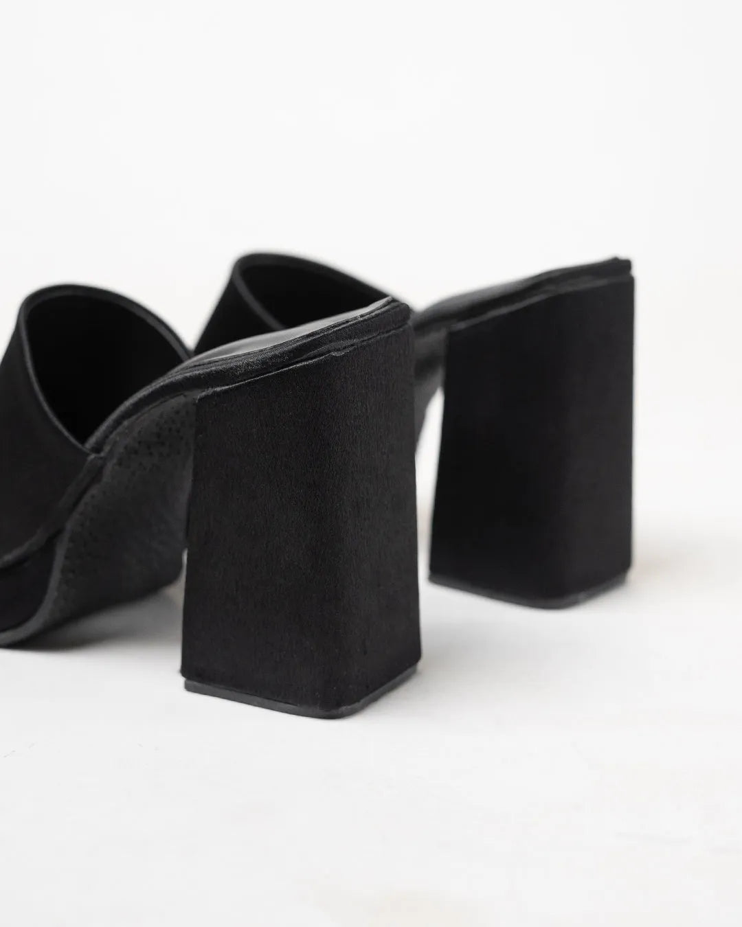 Minimal Aesthetics Black Slip On Platform Block Heel