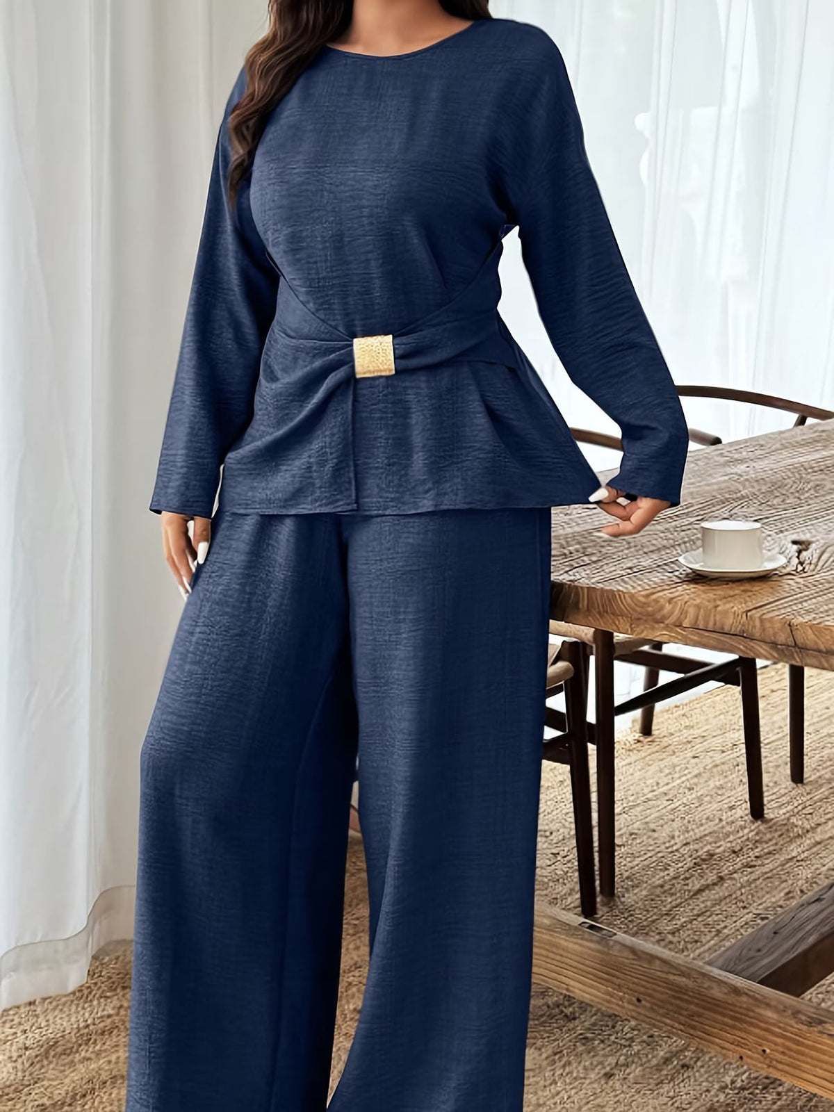 Elegant Pleated Waist Tie Co-Ord Set