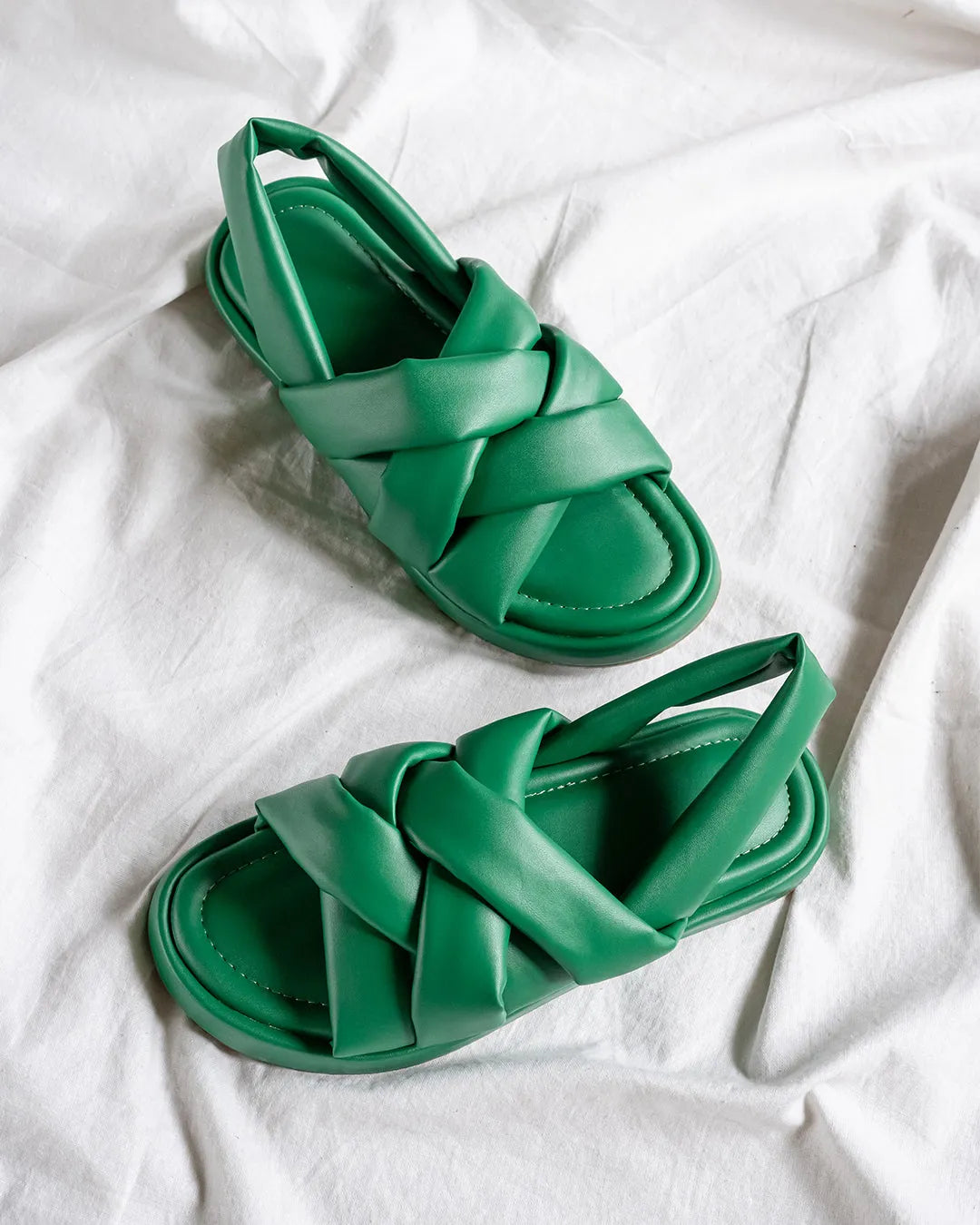 Color Pop Green comfort quilted slides