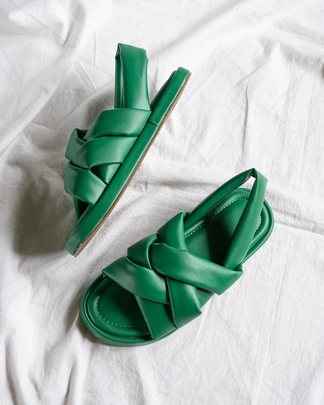 Color Pop Green comfort quilted slides