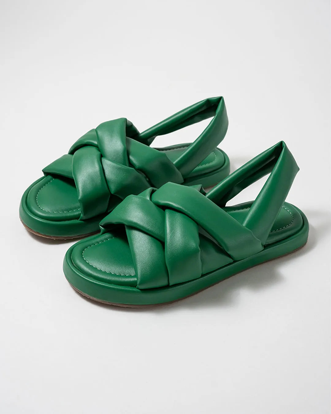 Color Pop Green comfort quilted slides