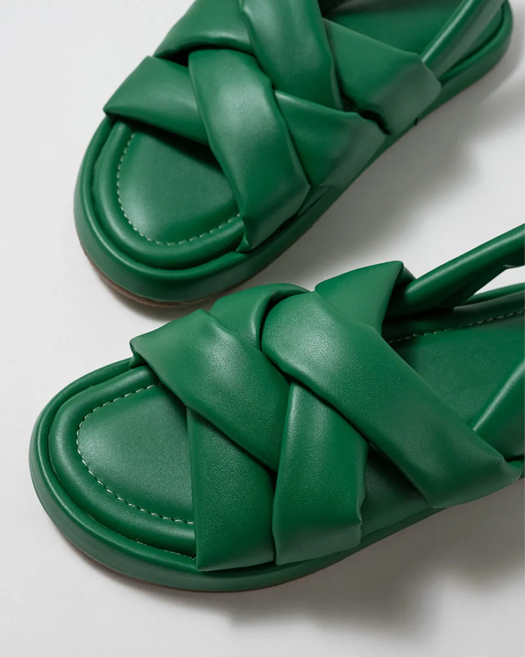 Color Pop Green comfort quilted slides