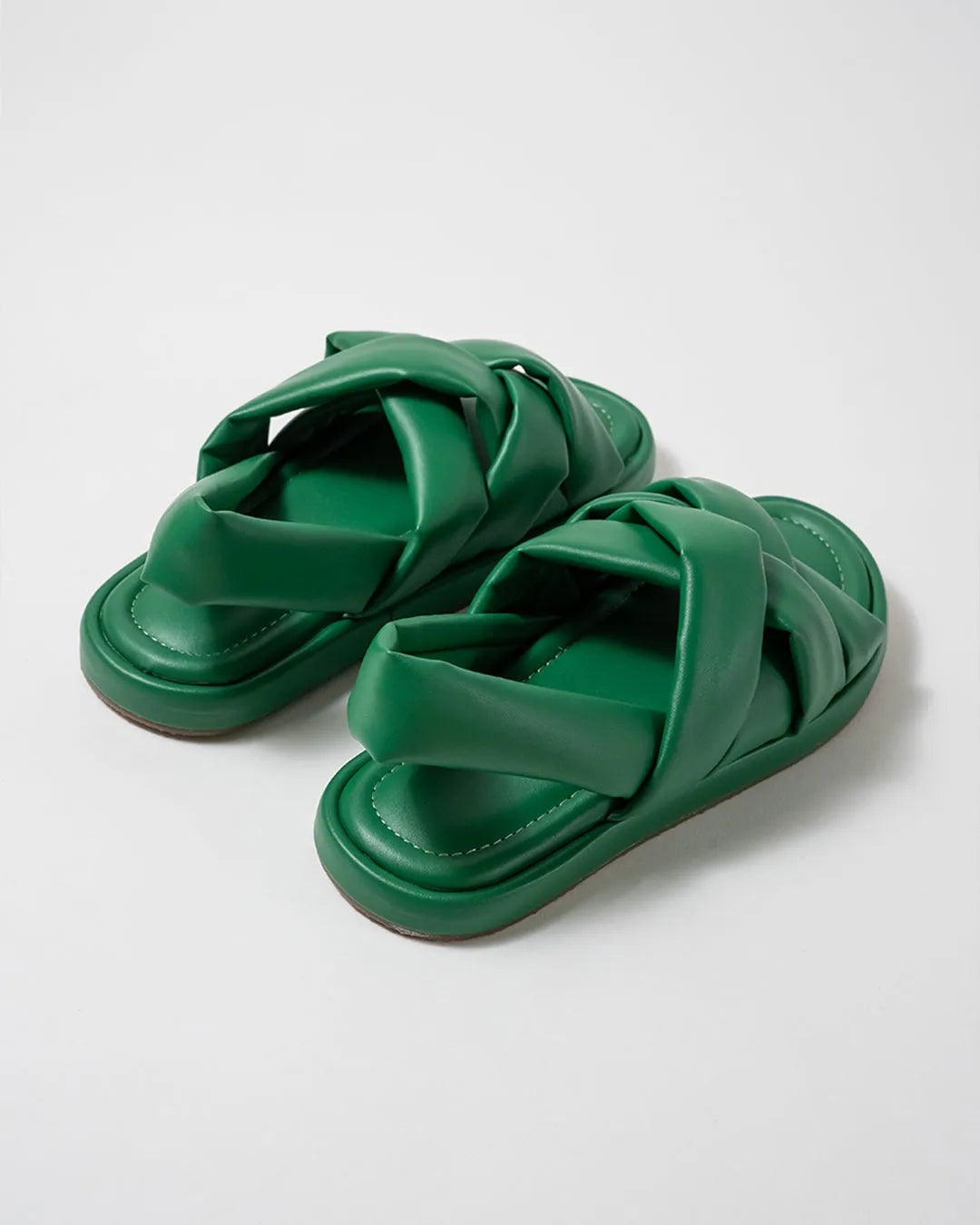 Color Pop Green comfort quilted slides