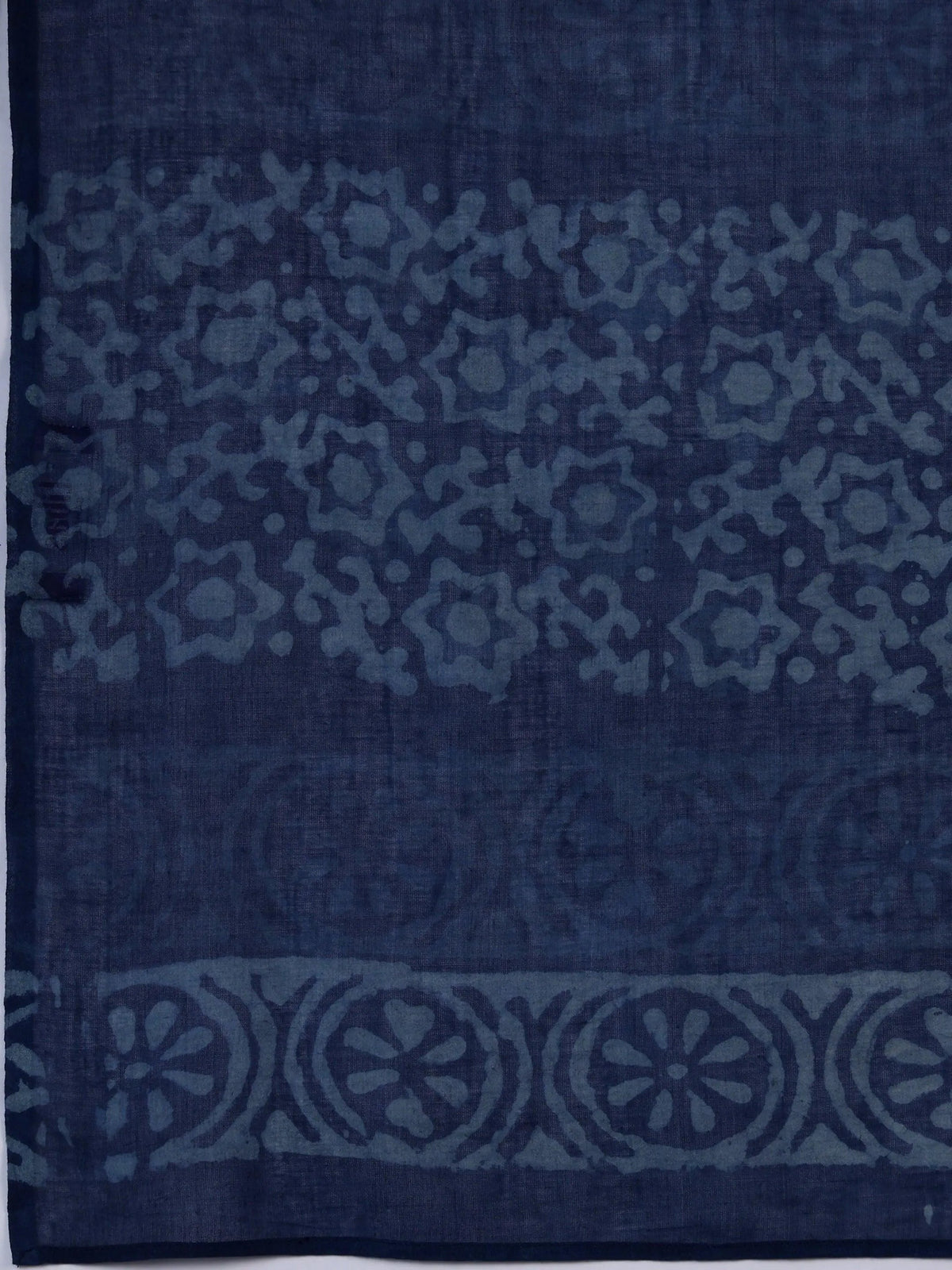 Anouk Blue Printed Cotton Straight Suit With Dupatta