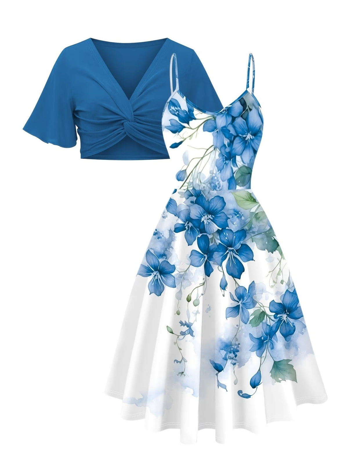 Floral Dress & Cardigan Set