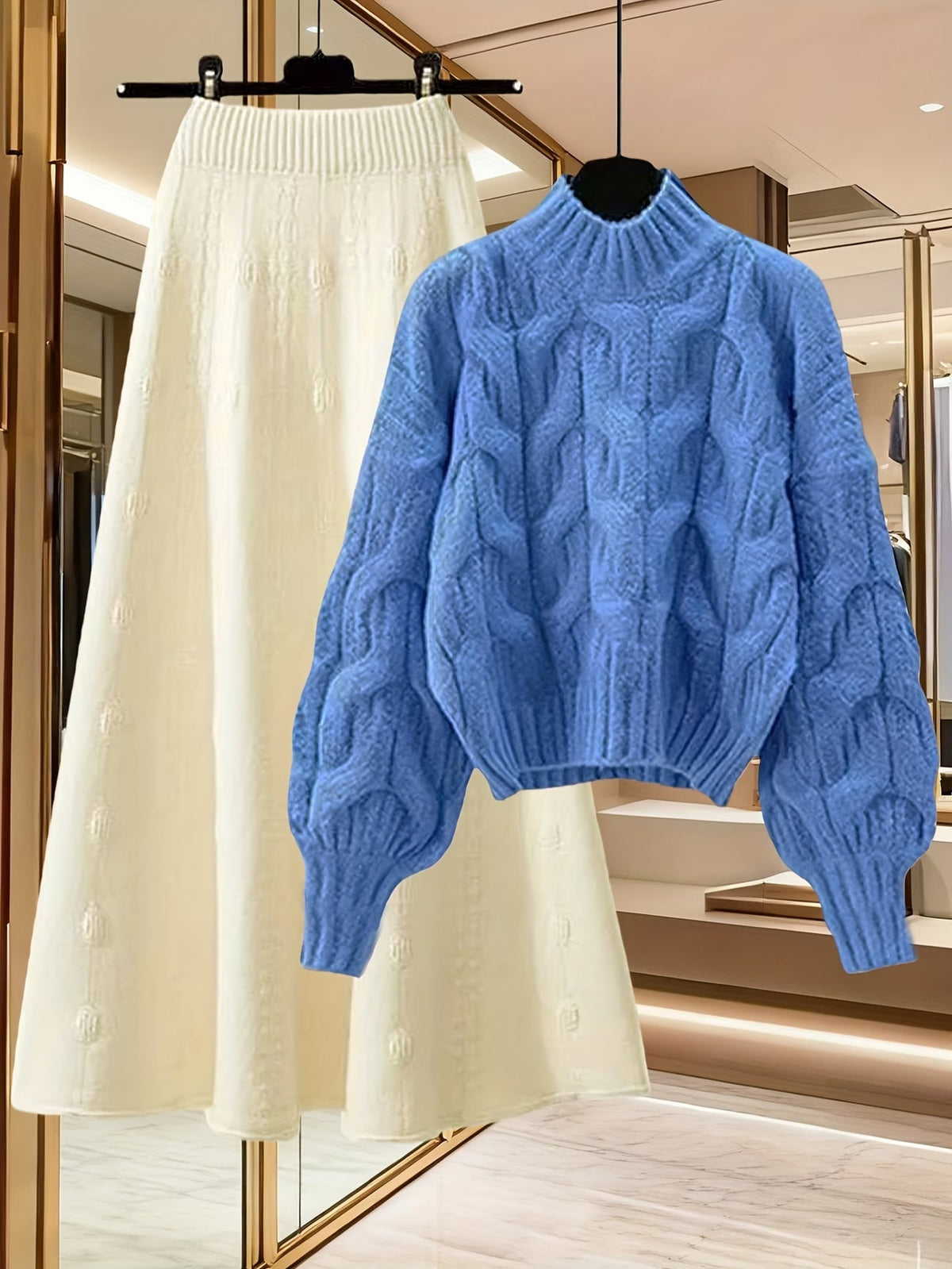 Elegant Sweater & Skirt Two-Piece Set