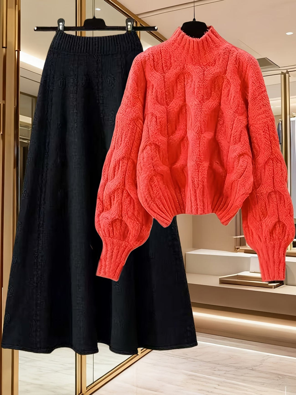 Elegant Sweater & Skirt Two-Piece Set