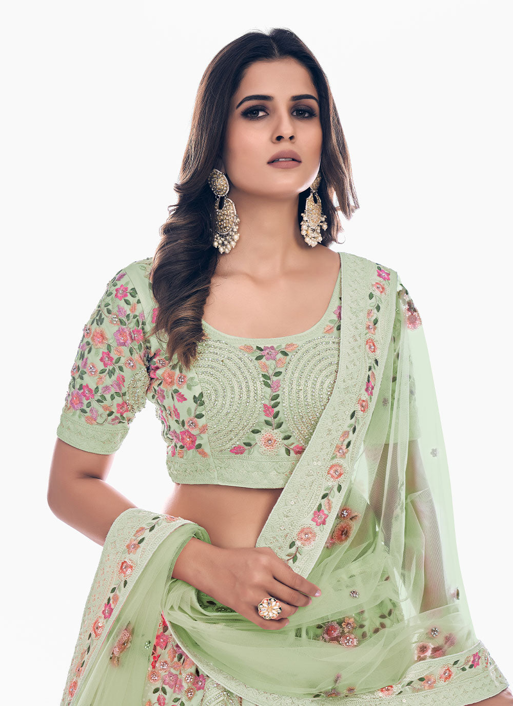 Sea Green Trendy Lehenga Choli