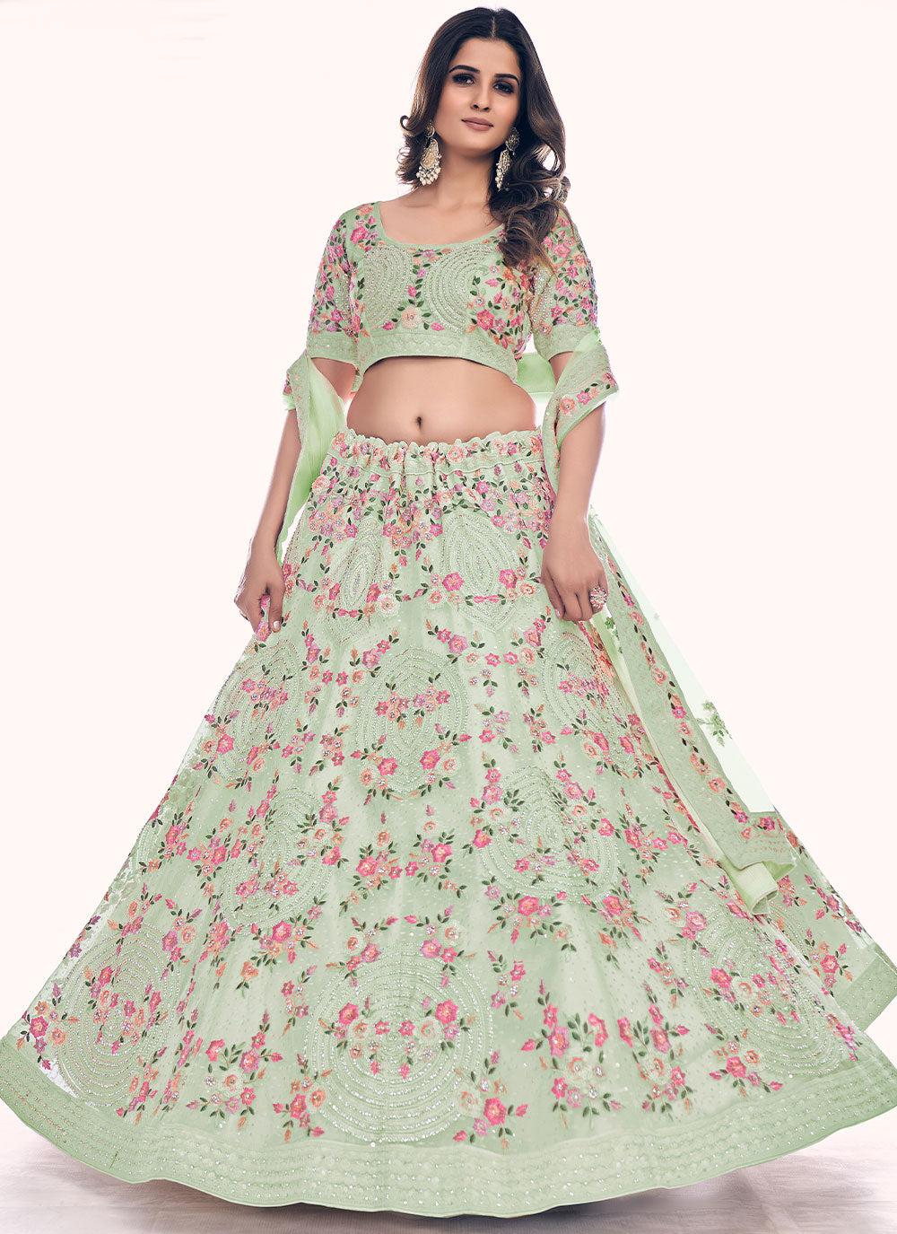 Sea Green Trendy Lehenga Choli