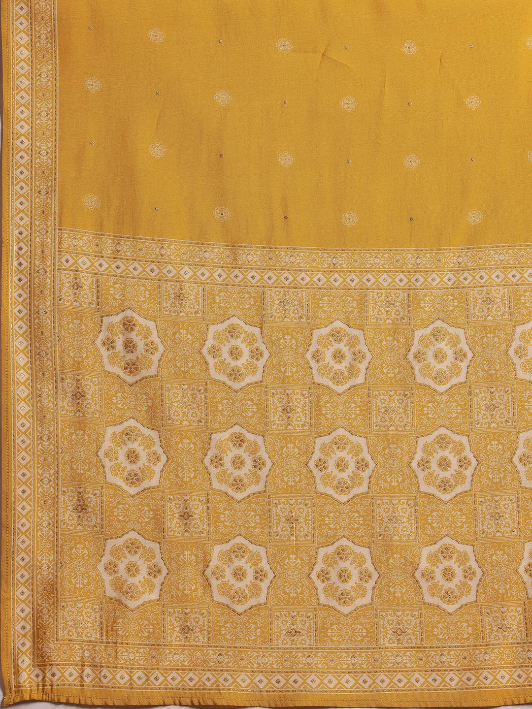 Anouk Yellow Printed Silk Blend Anarkali Suit With Dupatta