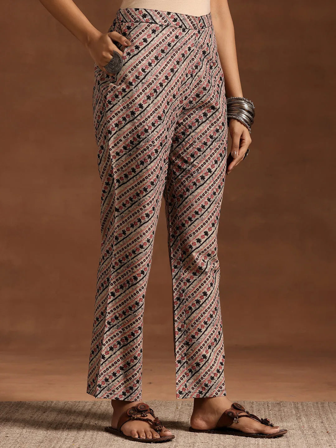 Anouk Black Printed Cotton Straight Kurta Set