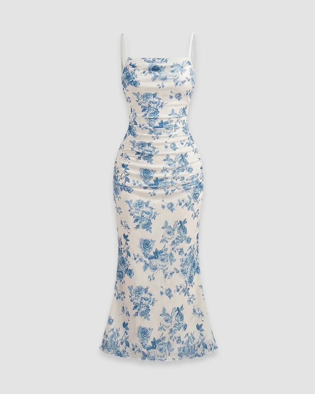 Porcelain Floral Cami Midi Dress in Classic White