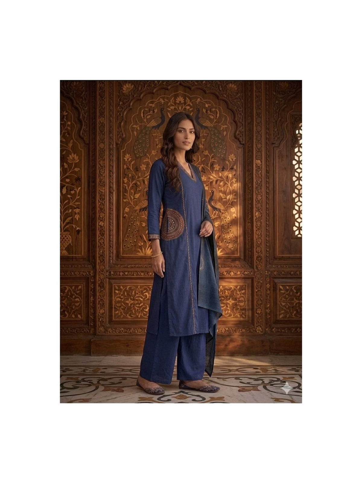 Navy color Royal Kurta Palazzo Set 💙
