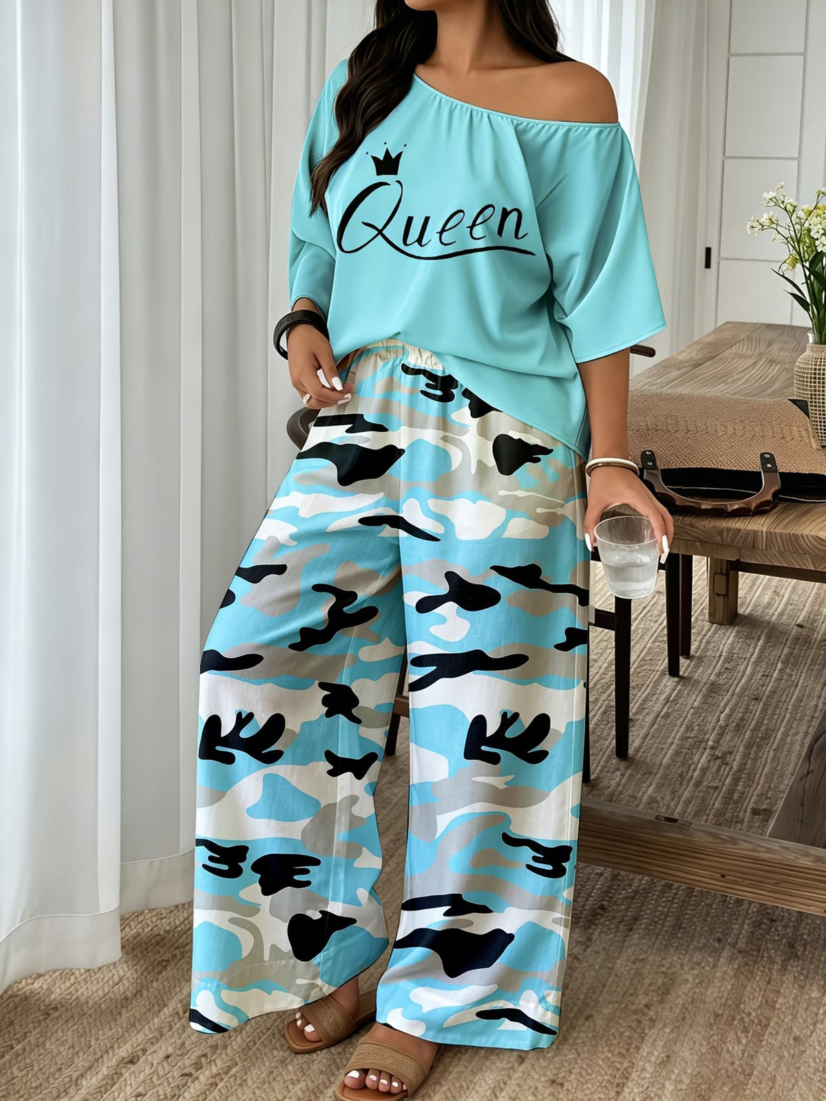 Neon Queen Camo Lounge Co-Ord Set