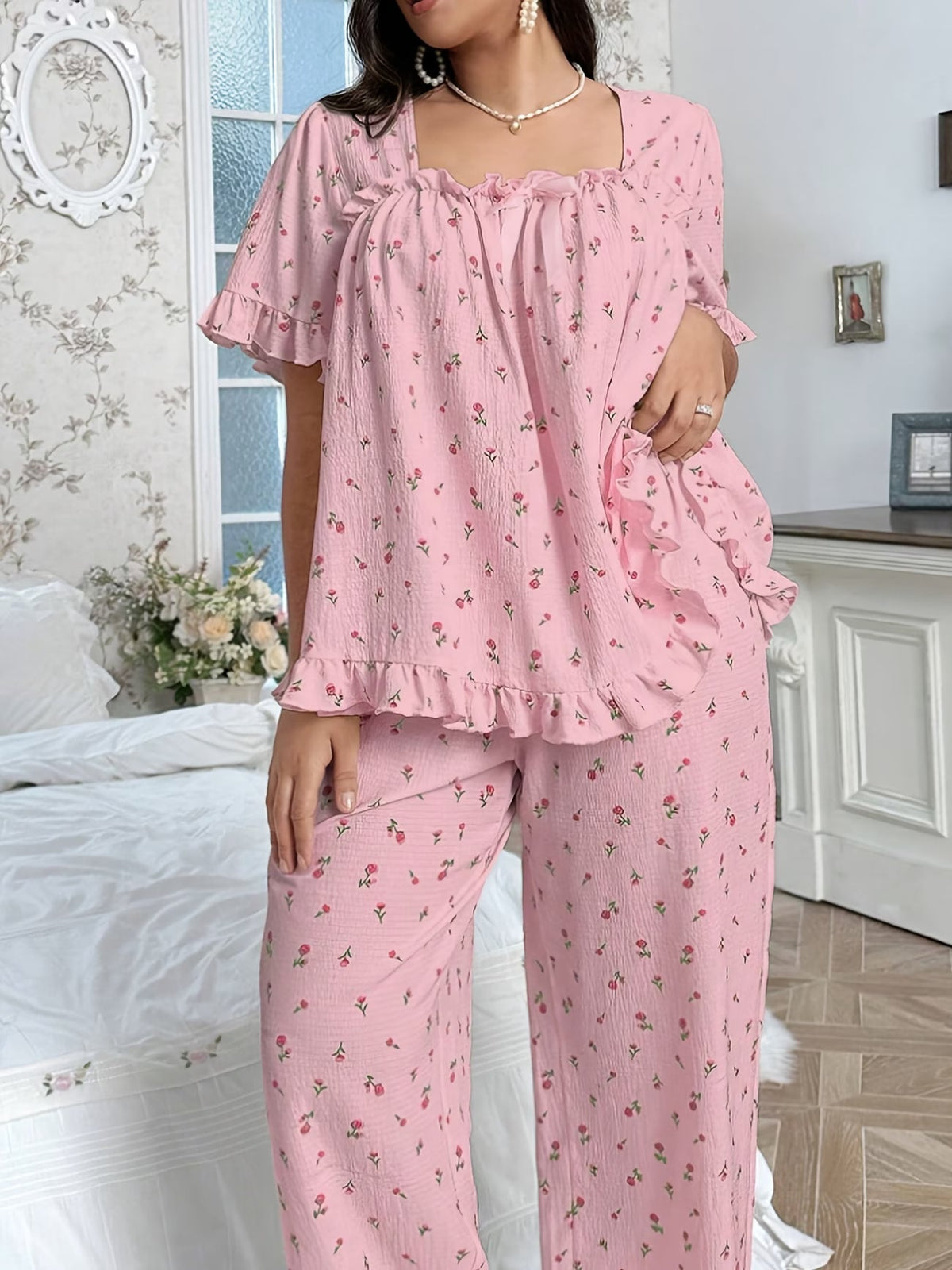 Chic Bow Print Lounge Co-Ord Set