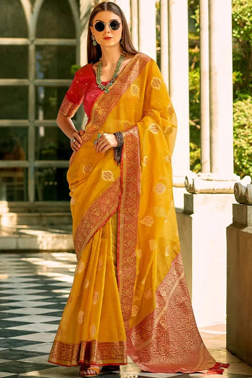 Buy New Beautiful Collection For Woven Saree With Unstitched Blouse Piece