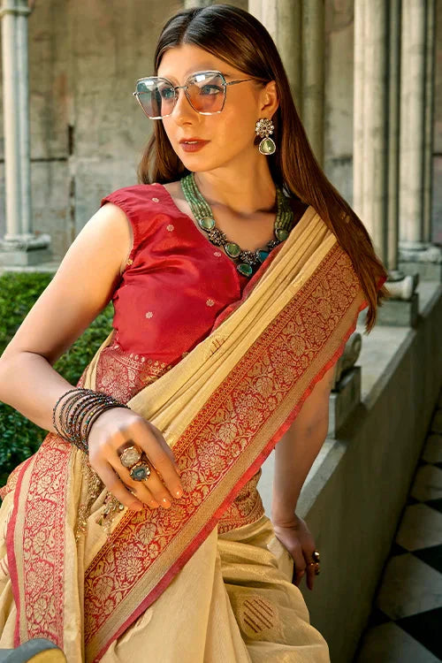 Buy Reception Soft Silk Saree With Designer Blouse Piece At Clothsvillan Fashion