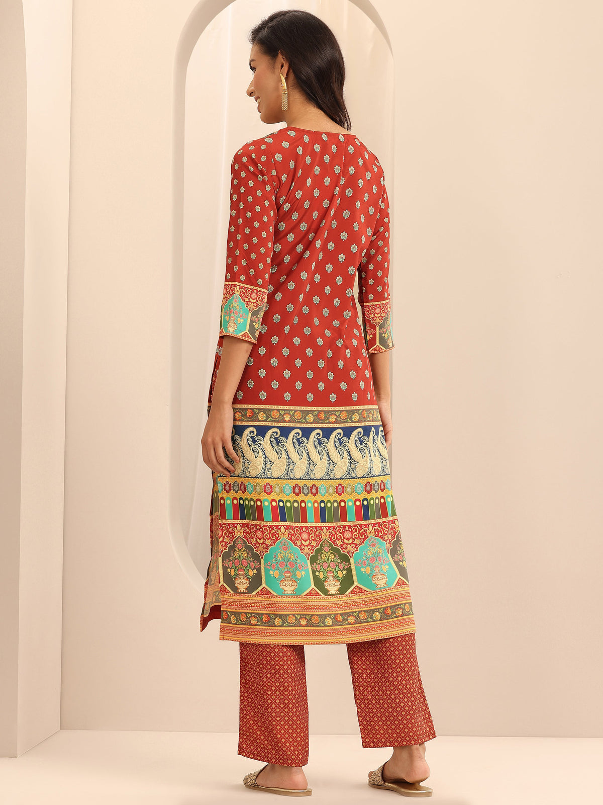 Anouk Multi Printed Poly Crepe Straight Kurta Set