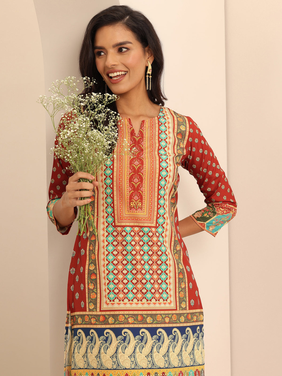 Anouk Multi Printed Poly Crepe Straight Kurta Set