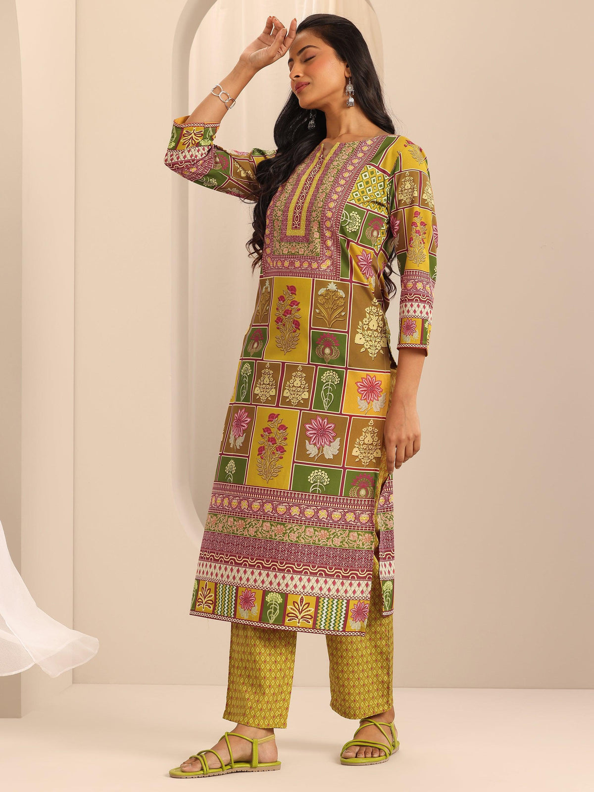 Anouk Multi Printed Poly Crepe Straight Kurta Set