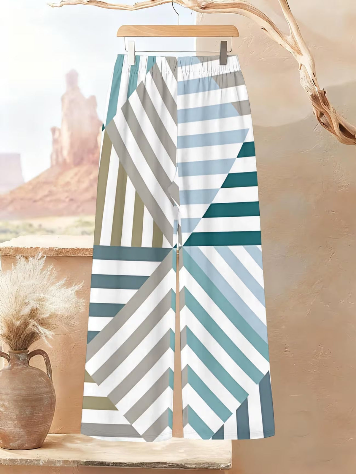Women’s Color-Block Striped Top & Pants Set