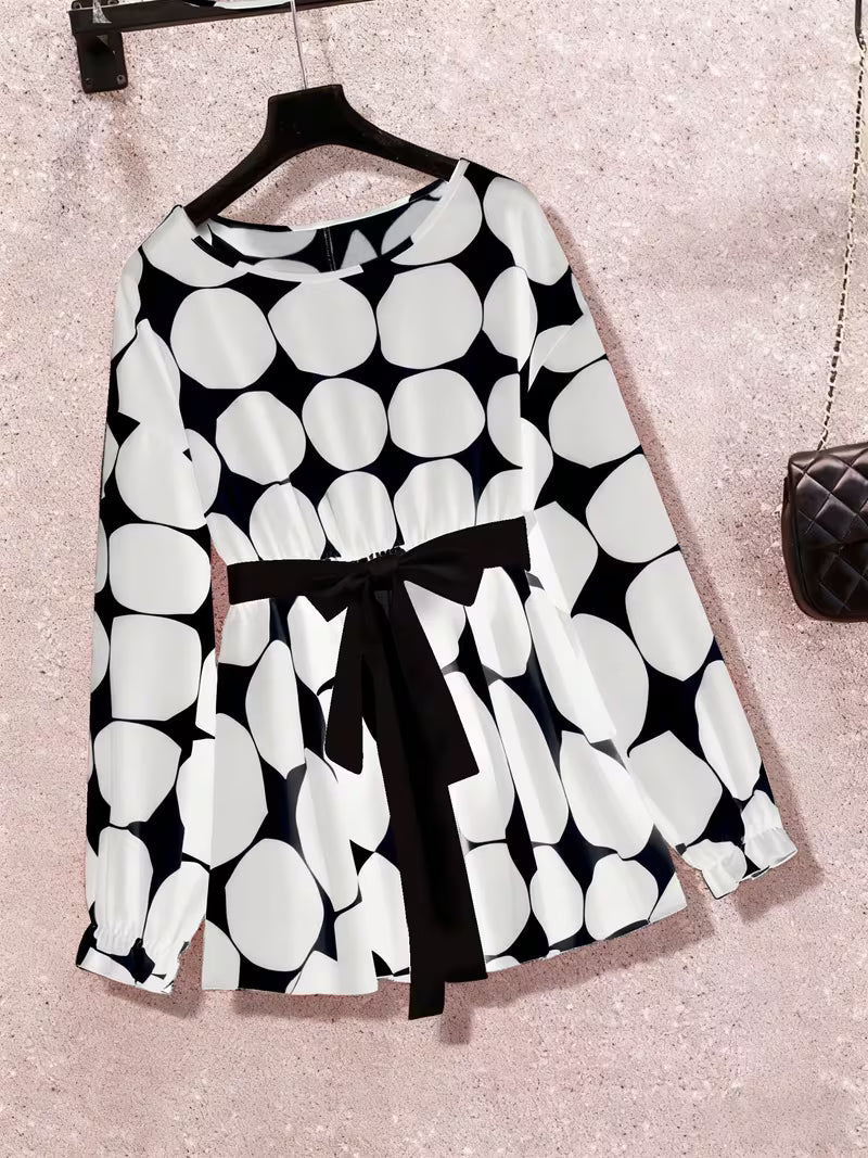 Plus Size Polka Dot Tie-Front 2-Piece Set