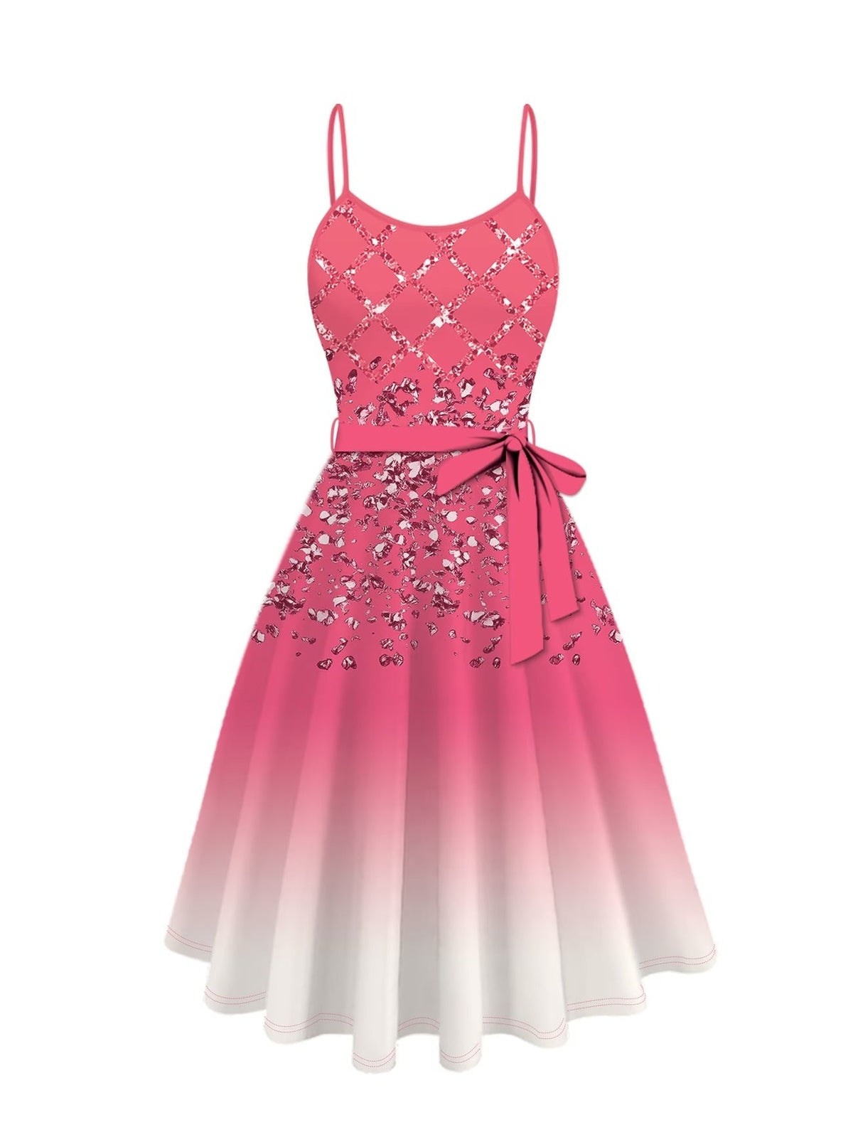 Women’s Gradient Lace Dress with Pink Cardigan Jacket – Elegant 2 Piece Set