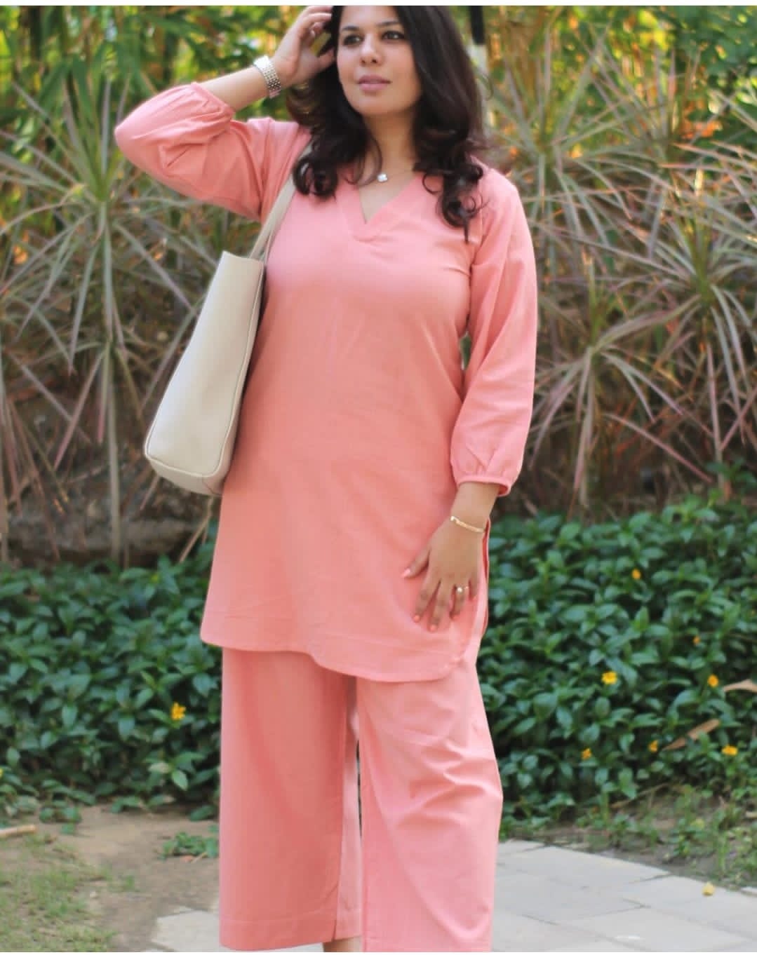 Monochrome Cotton Slub Kurta Pant Set