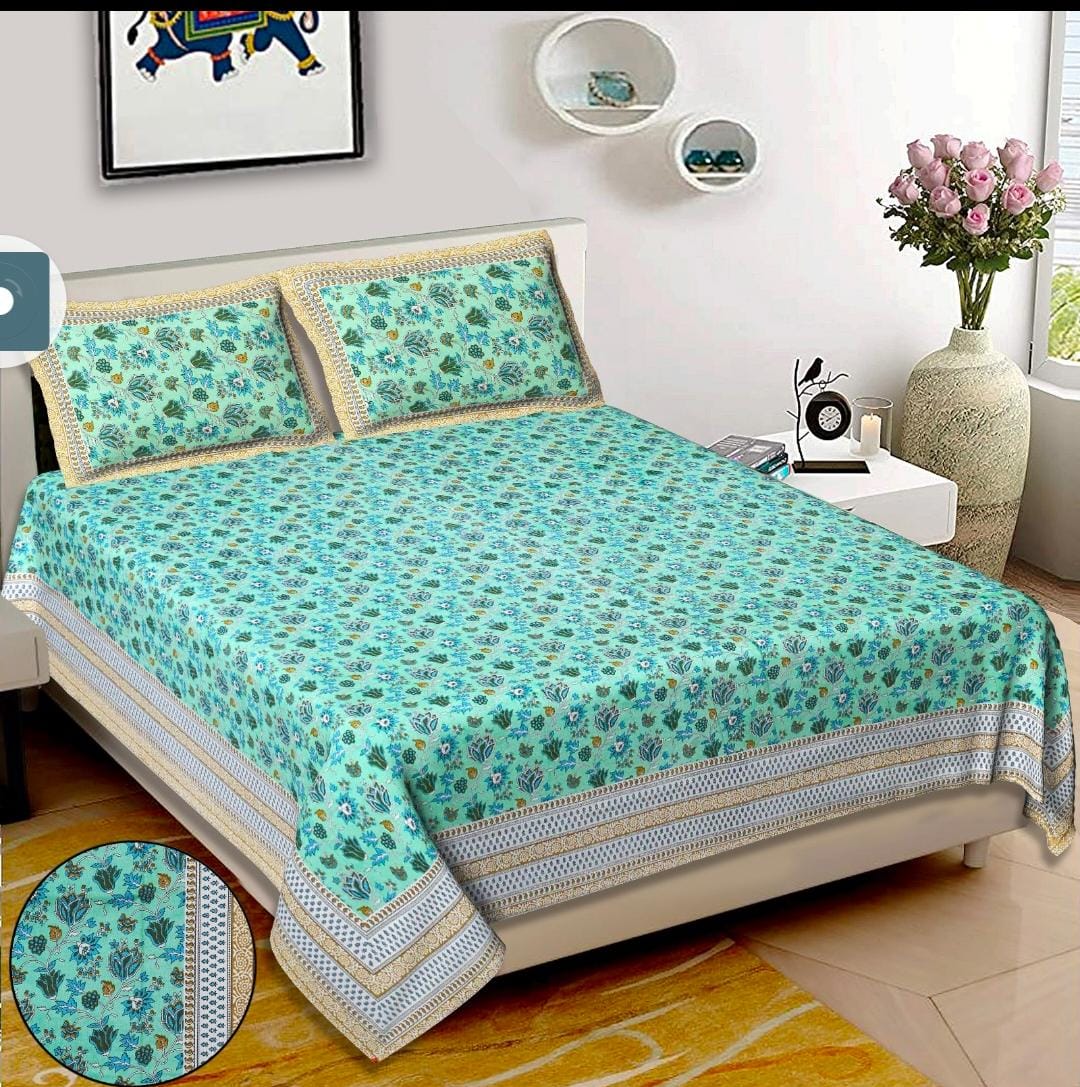 108x108 Cotton Bedsheet Set with Two Pillow Covers