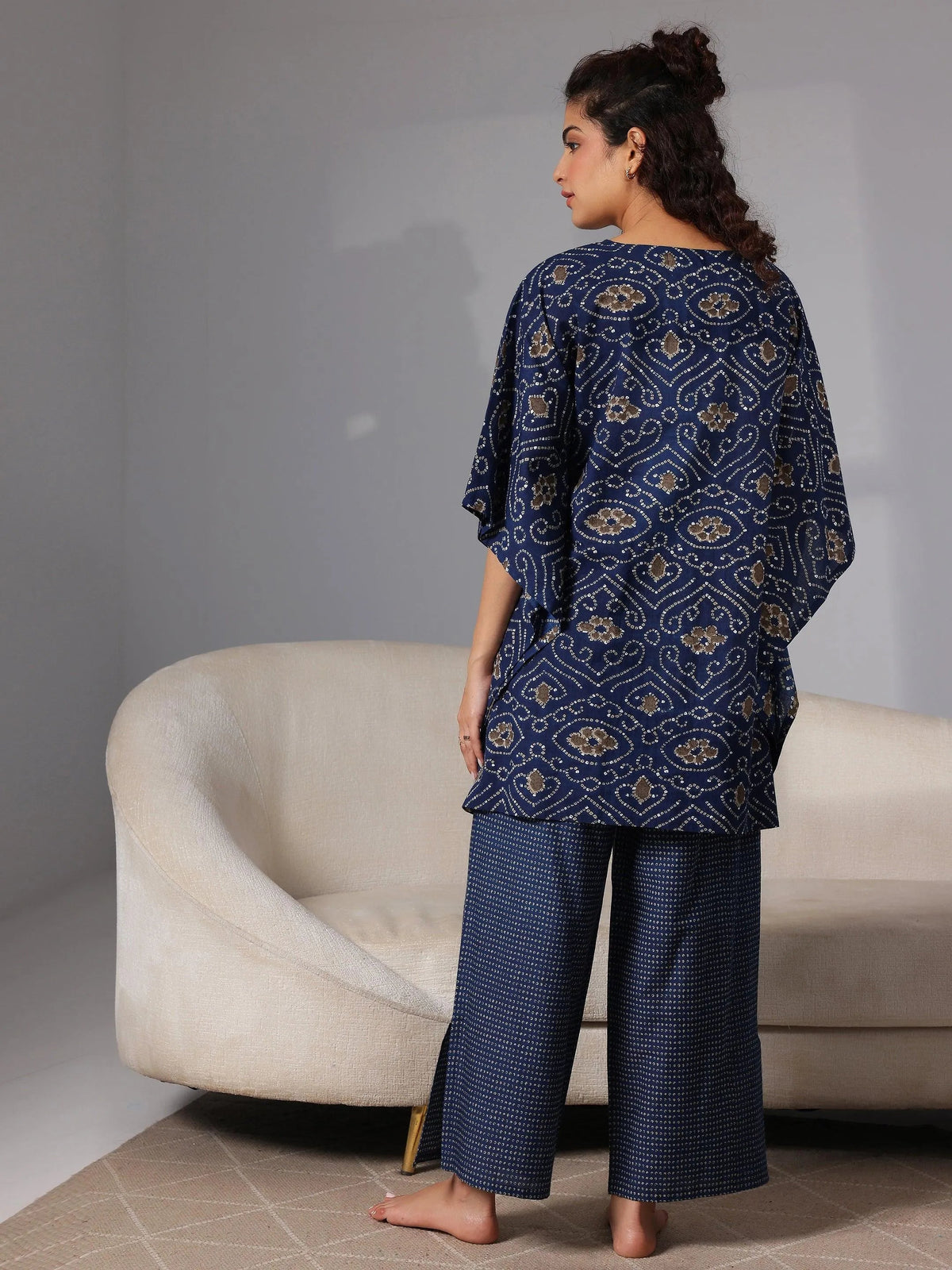 Anouk Blue Printed Cotton Night Suits