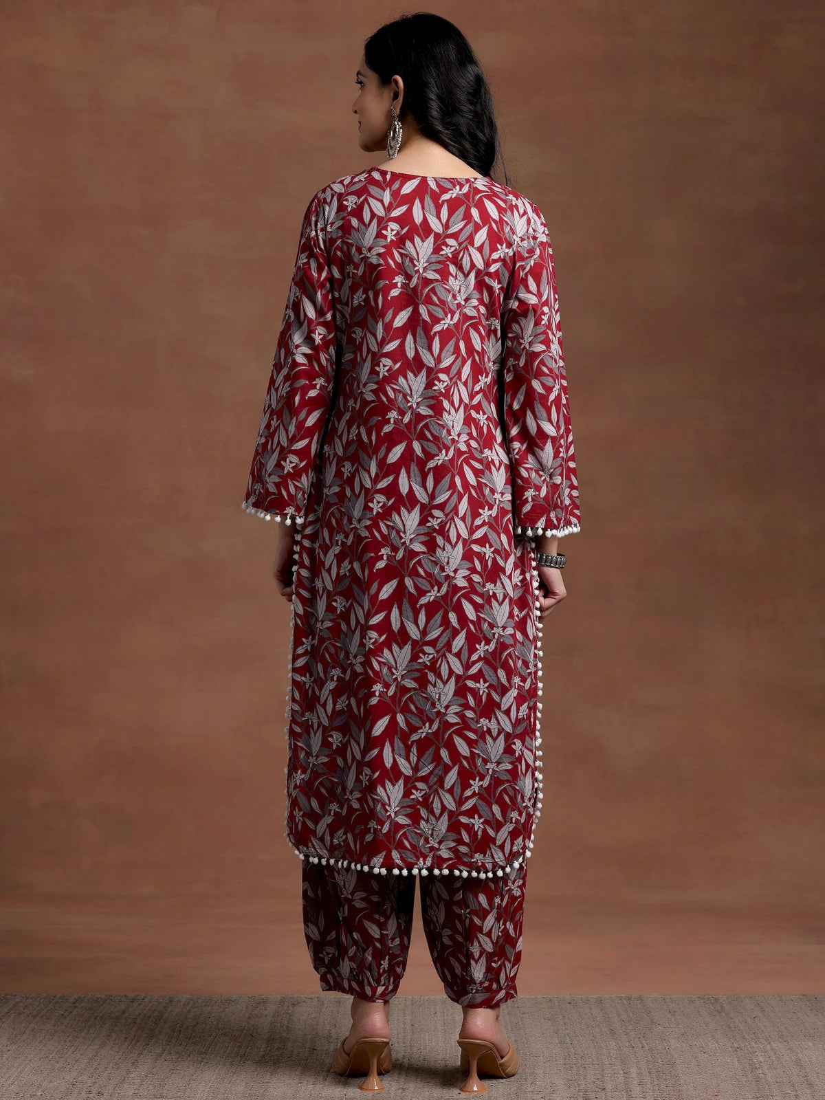 Anouk Rust Printed Cotton Pathani Kurta Set