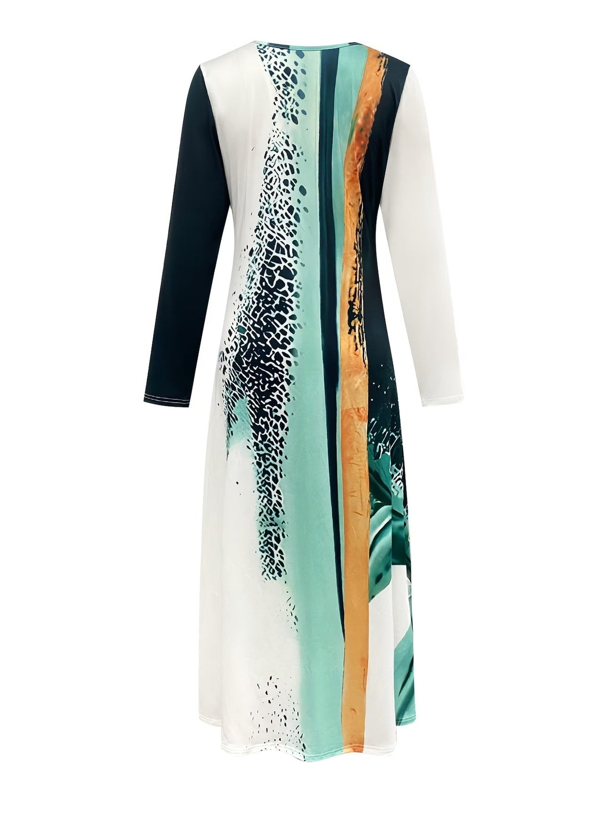 Elegant Marble Pattern Longline Top – Stylish Crew Neck Commuter & Party Wear