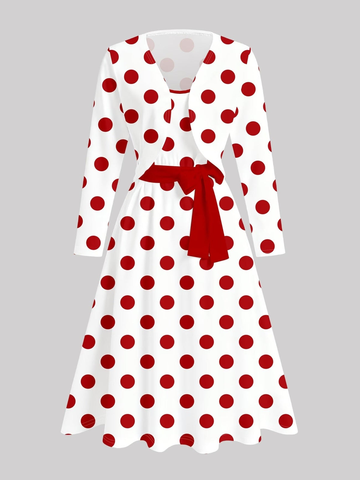Women’s Elegant Polka Dot Dress with Open Front Jacket & Belt – Stylish 2 Piece Outfit Set
