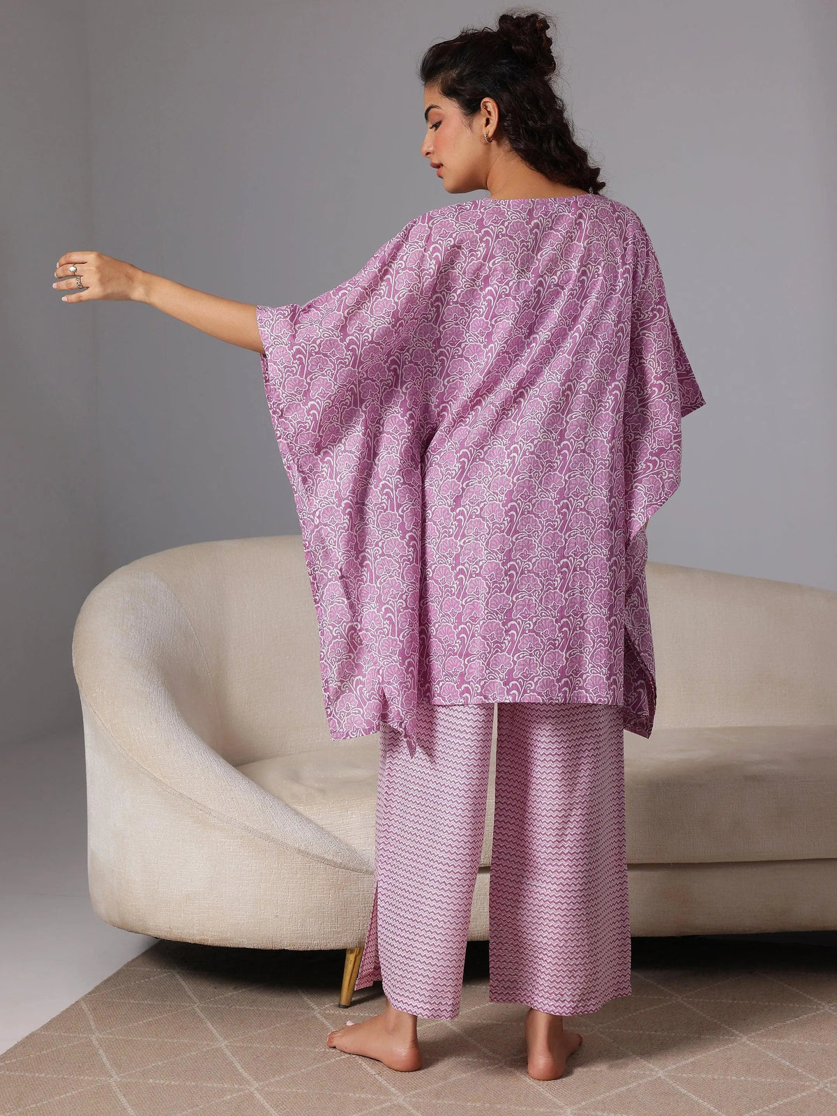 Anouk Purple Printed Cotton Night Suits
