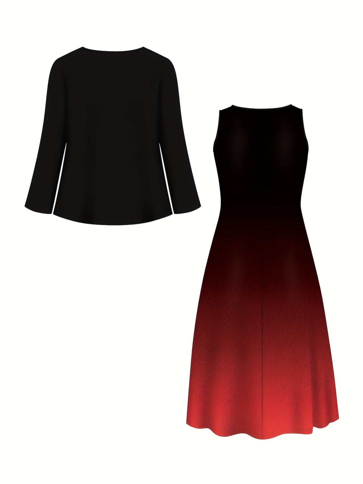 Elegant Layered Two-Piece Midi Dress Set with Tie-Front Cardigan – Flowy Printed Everyday & Occasion Wear