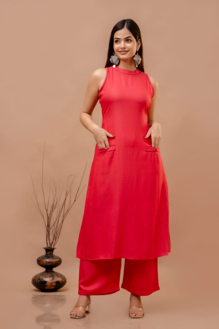 Cotton Dobby Kurti with Palazzo Set